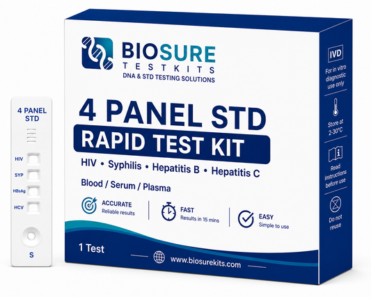 4 Panel STD Test Kit – HIV, Syphilis, Hepatitis B & Hepatitis C